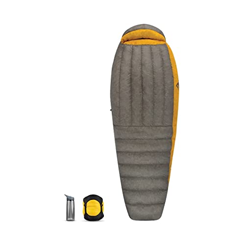 Sea to Summit Spark Ultralight Sleeping Bag shown packed and laid out